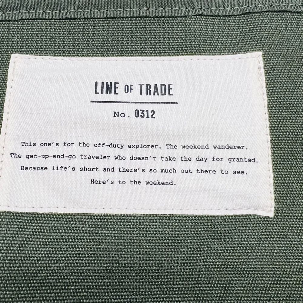 Line Of Trade Green Canvas Weekender Bag with Brown Leather Straps